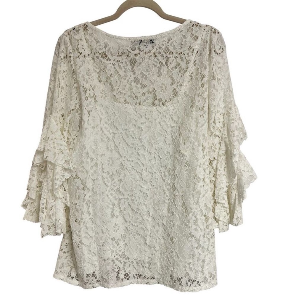 Fever Women's XL Multicolor Lace Blouse with Detachable Shell - Picture 5 of 9